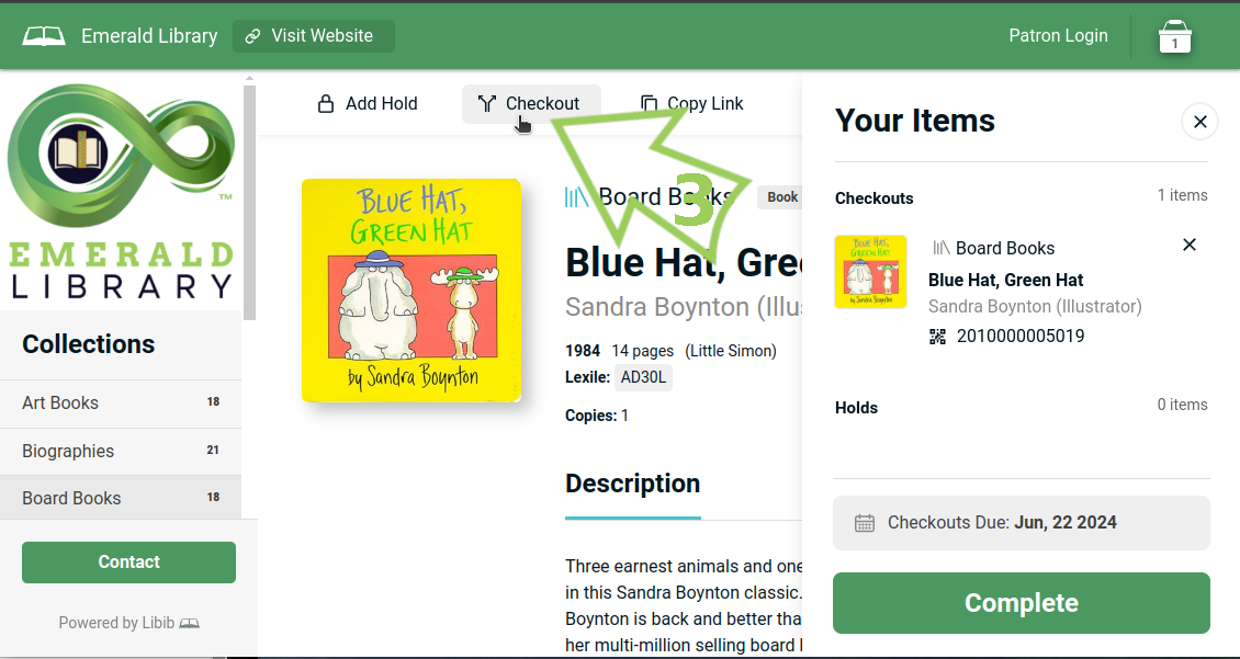 Emerald Library Libib checkout